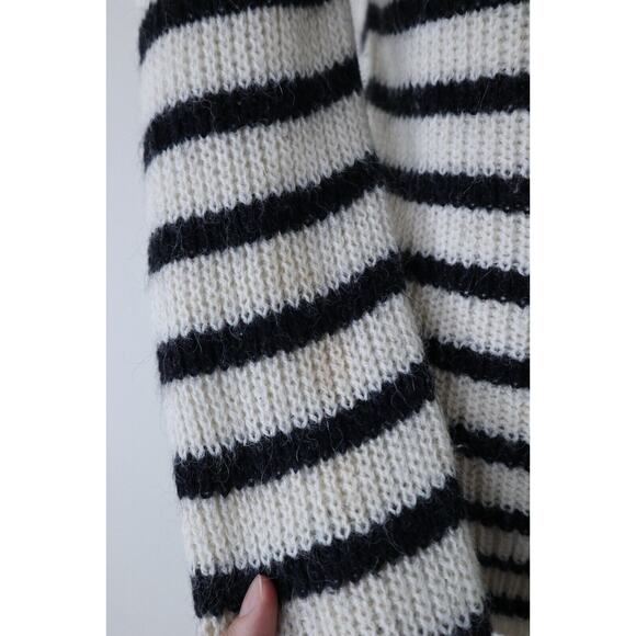 IRO Size S Seely Alpaca Wool Knit Turtle Neck Sweater Black White Stripes - Picture 12 of 15